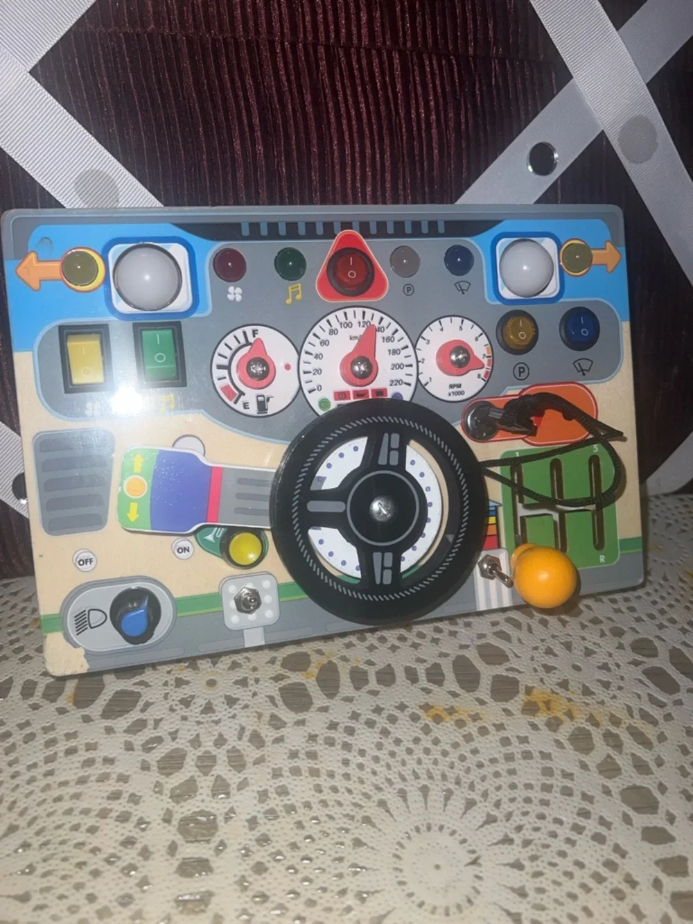 Wooden Steering Activity Board Toy in Multicolor